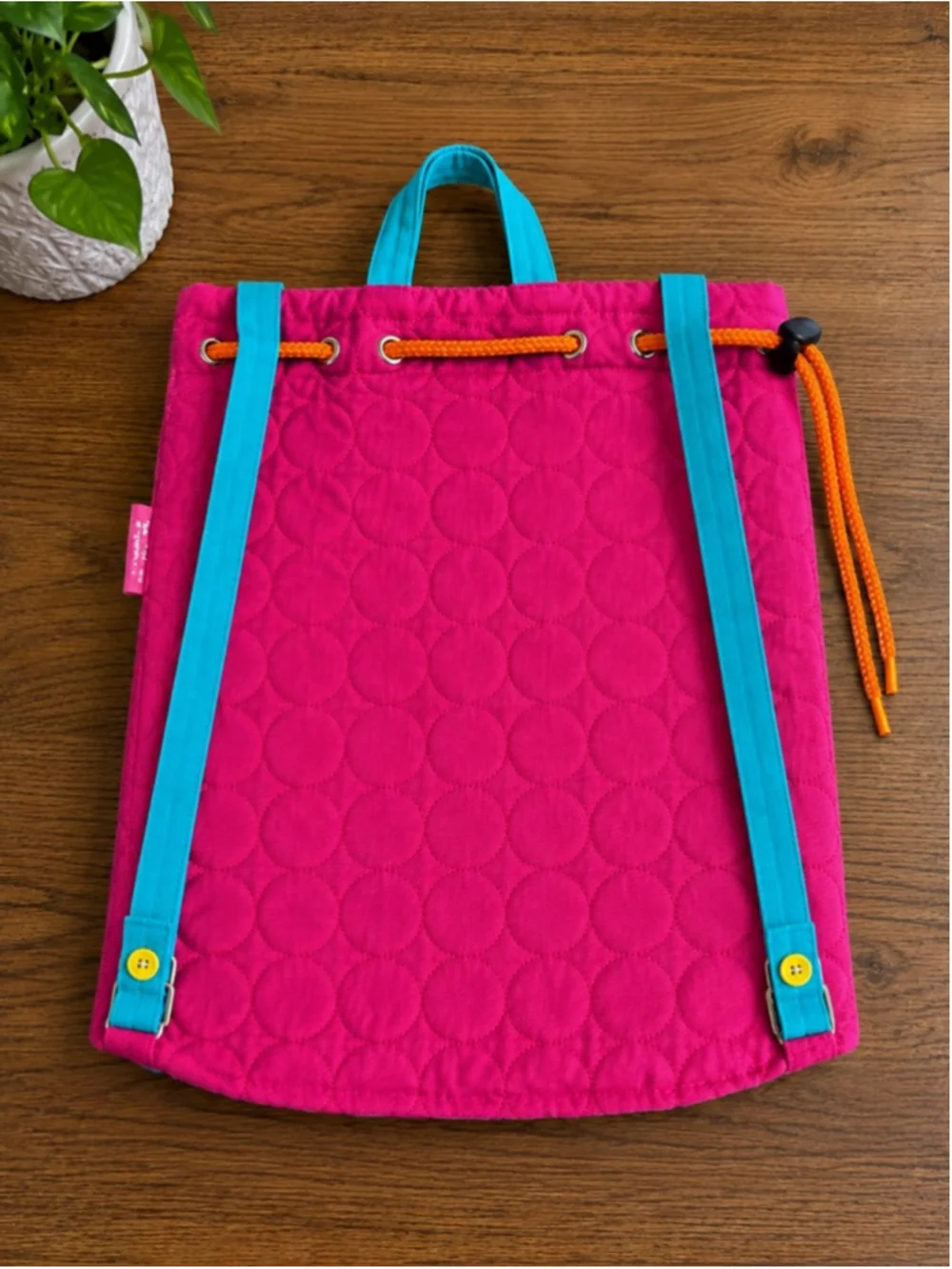 Stephen Joseph Owl Backpack Pink Quilted Drawstring Kids Preschool Daycare Bag